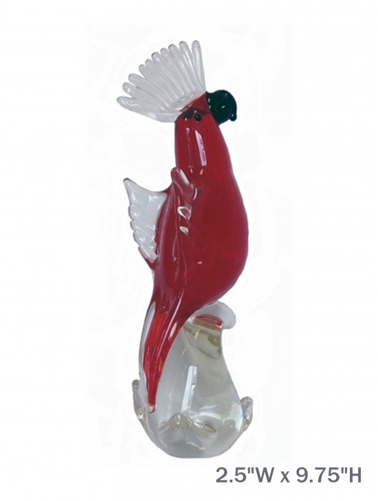 Glass Parrot on Clear Base